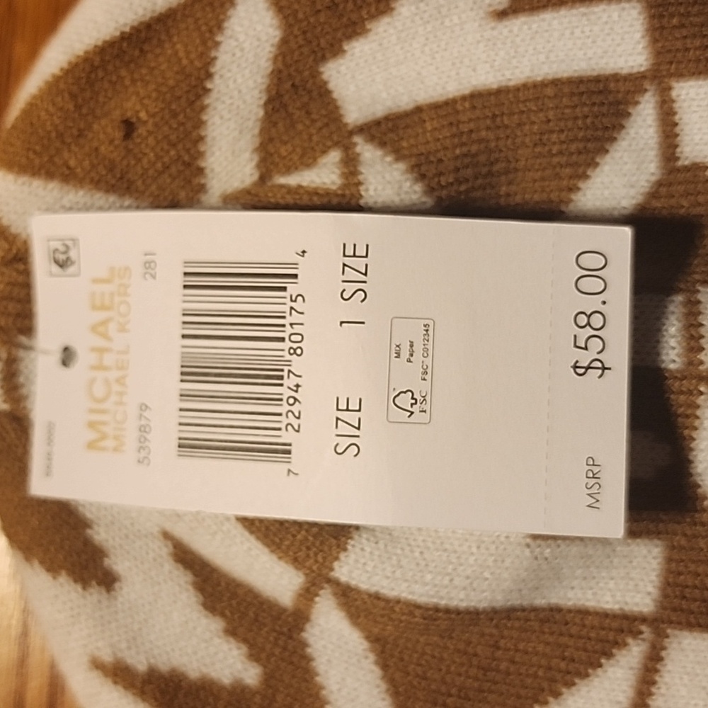 Michael Kors Brown and White Logo Beanie - Picture 2 of 4